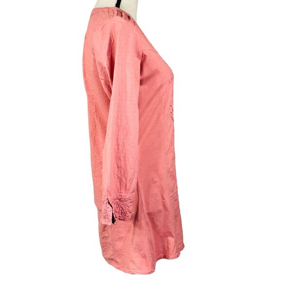 Parsley & Sage Small Tunic Top Long Sleeve Round Neck Stretchy Side Panels Pink - Picture 4 of 9